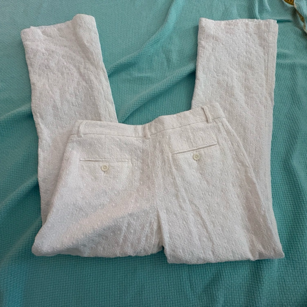 EXPRESS Design Studio Editor trousers pants size 4 lined. White eyelet texture - Picture 10 of 10